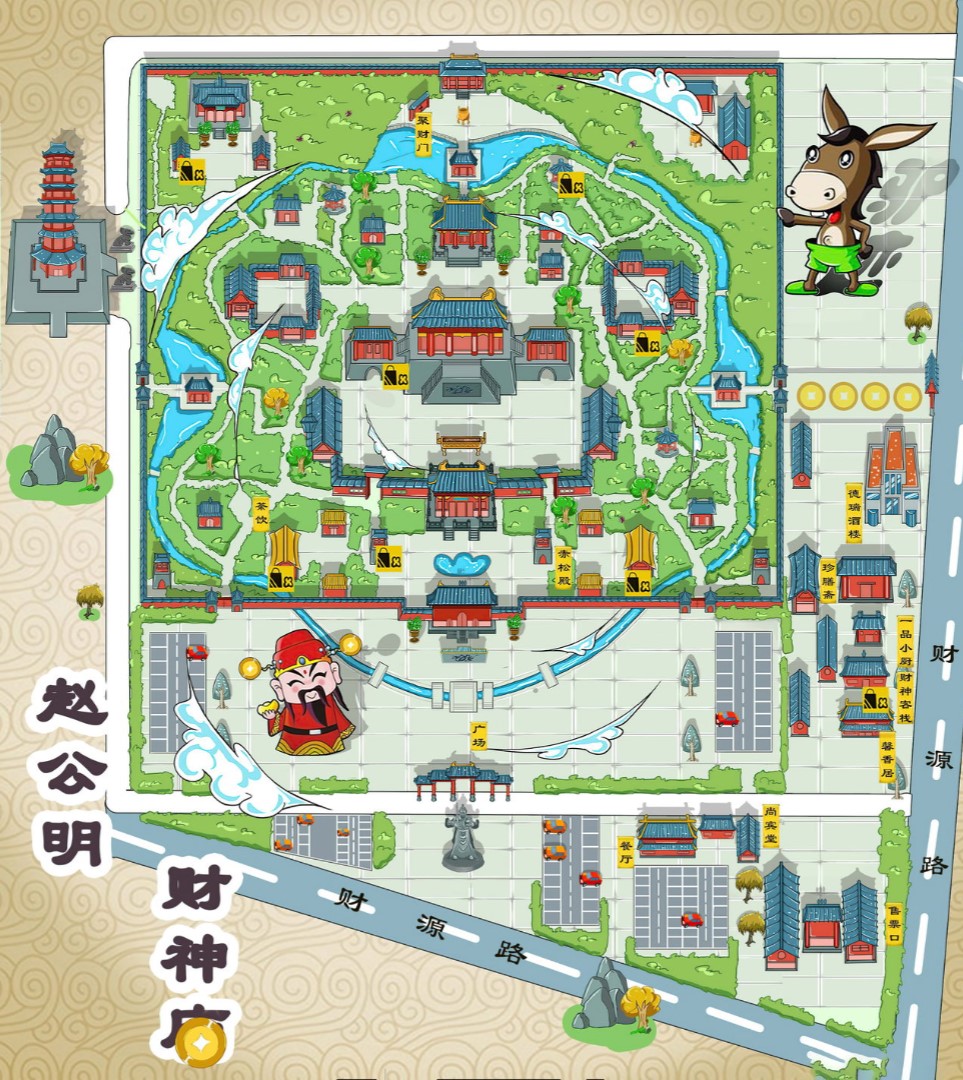 隆安寺庙类手绘地图